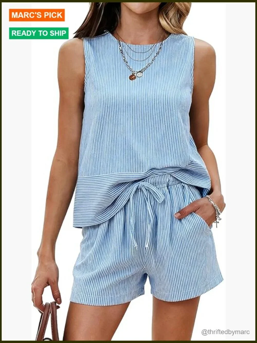 Women's Summer Lounge Set Sleeveless Tank Top Shorts Matching Outfit S-XXL
